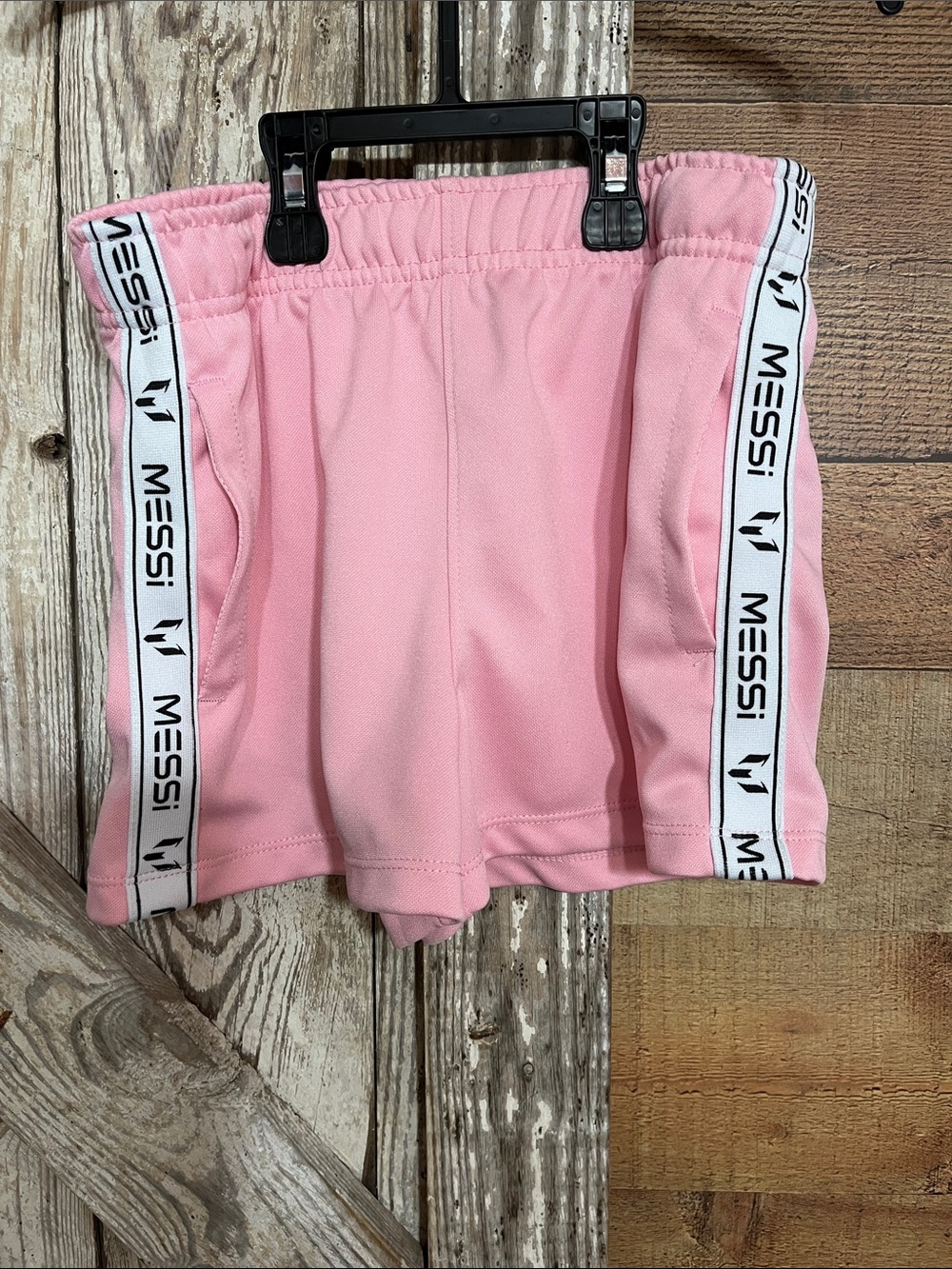 Kids Messi Pink Athletic Shorts with Branded Side Tape